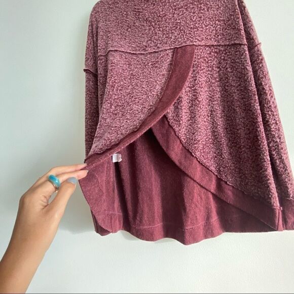 Hummingbird Burgundy Fuzzy Split Back Turtleneck - Picture 6 of 7